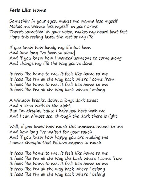 it feels like home to me lyrics